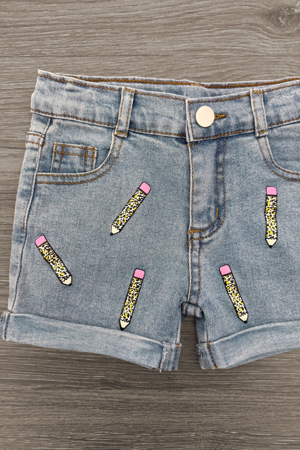 "Pre-K - Sixth Grade" Cheetah Denim Short Set