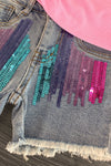 "In My Pre-K - 6th Grade Era" Denim Short Set | Sparkle in Pink