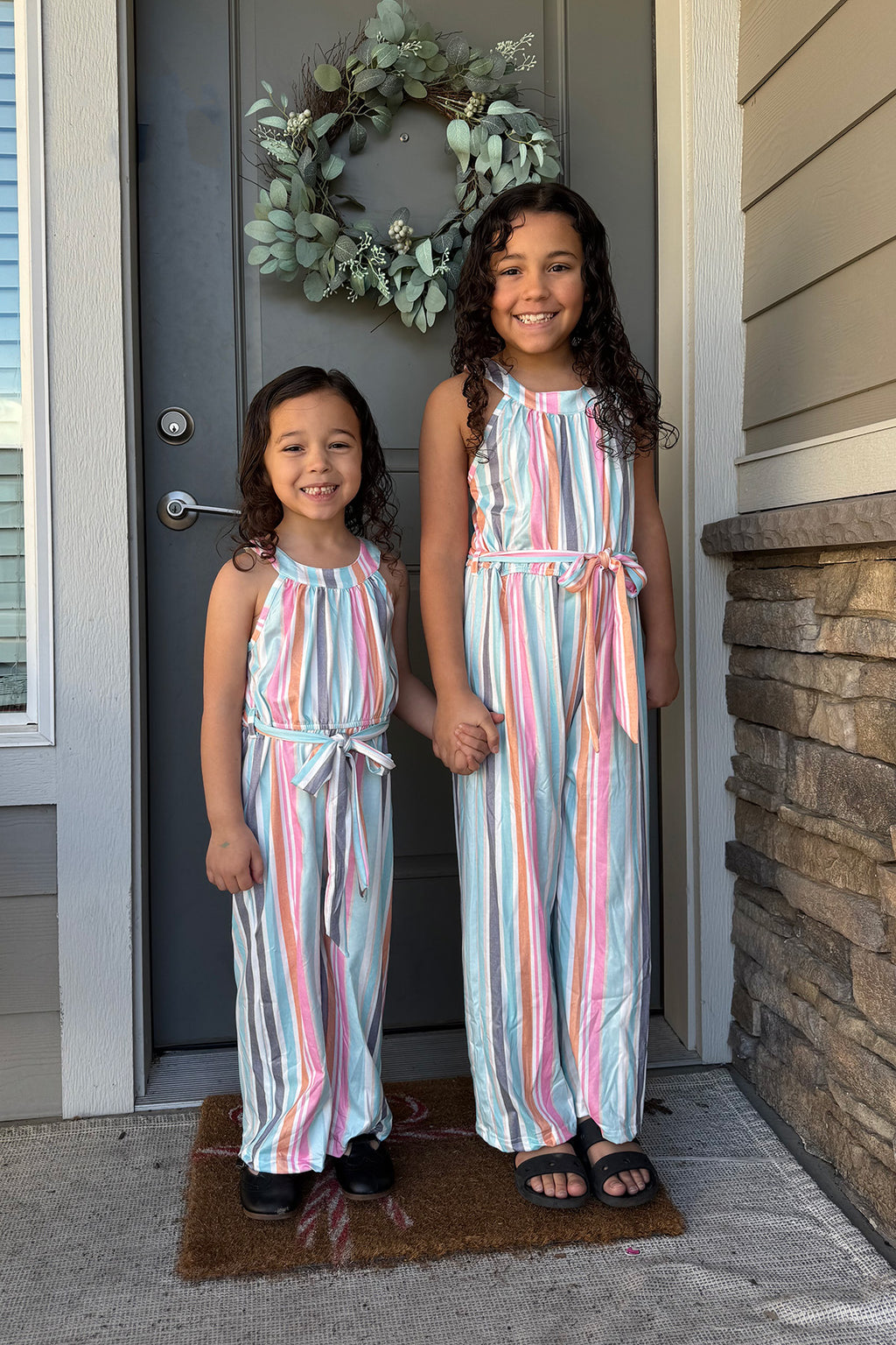 Pastel Stripe Sleeveless Jumpsuit | Sparkle in Pink