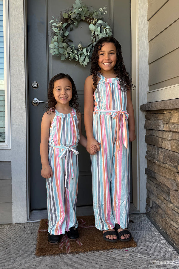 Pastel Stripe Sleeveless Jumpsuit | Sparkle in Pink