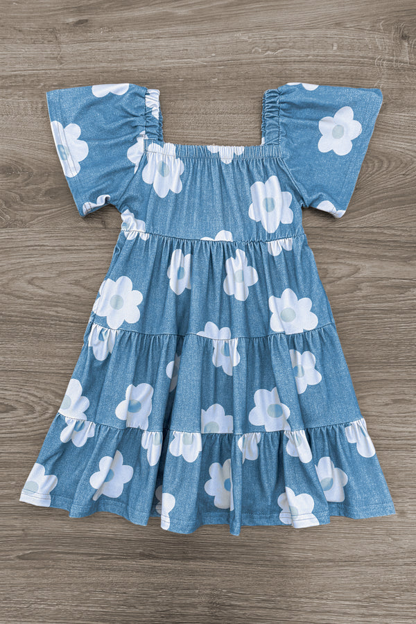 Mom & Me - Faux Denim Flower Dress