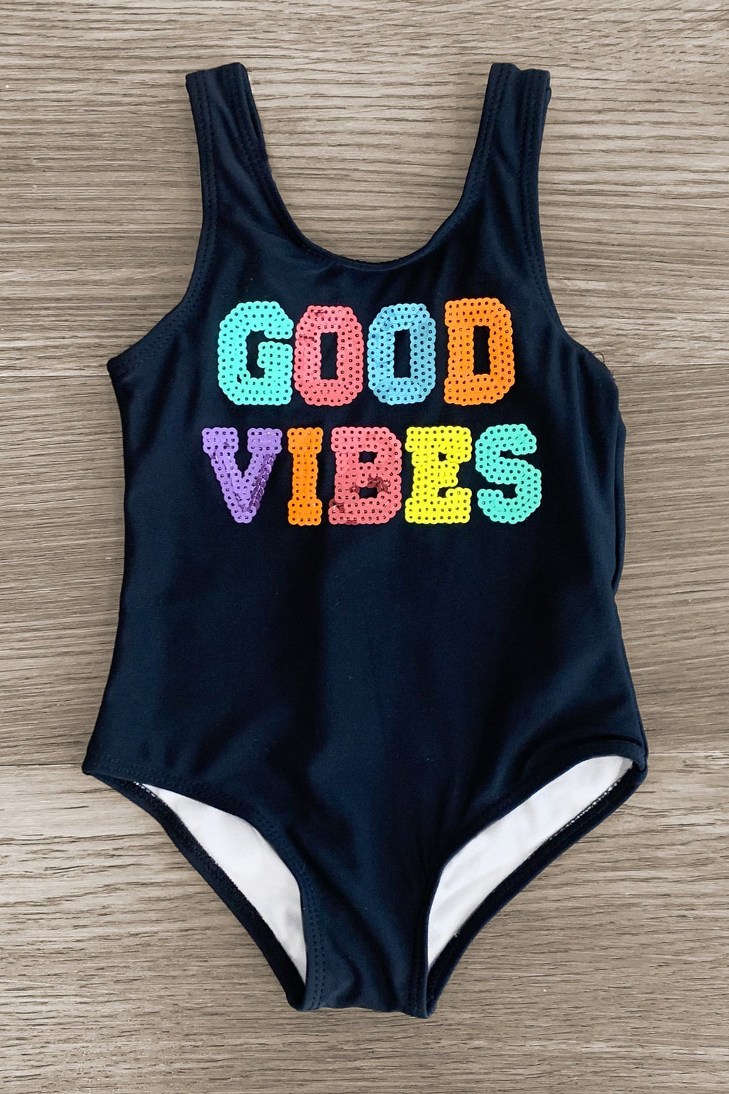 Mom & Me - "Good Vibes" Black Sequin Swimsuit | Sparkle in Pink