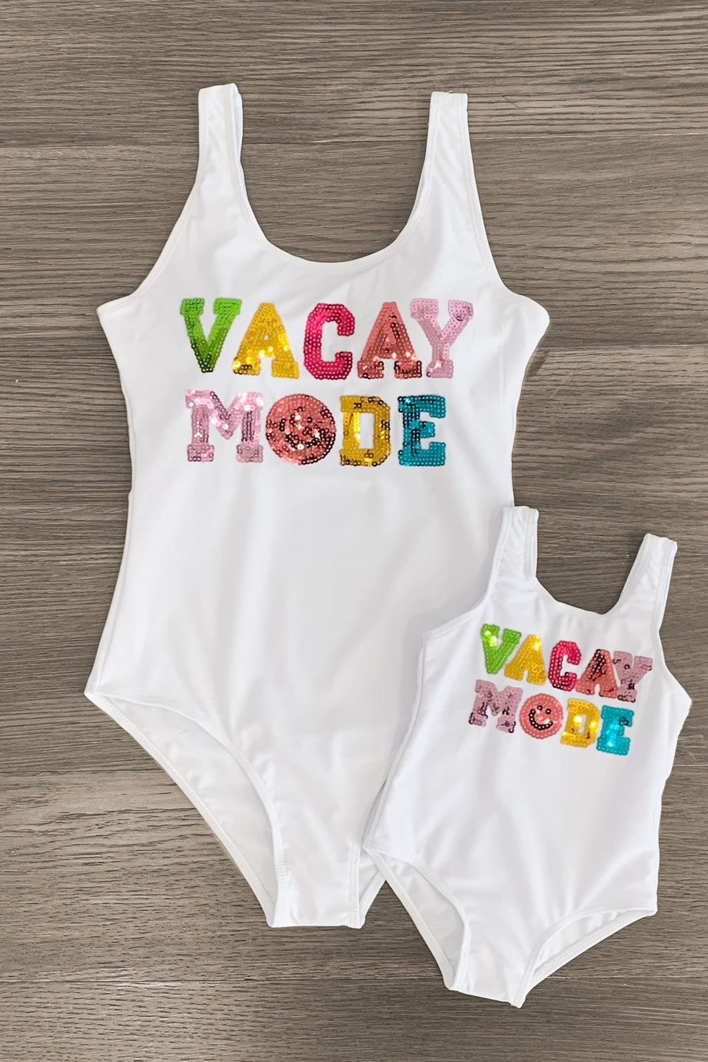 Mom & Me - "Vacay Mode" White Sequin Swimsuit | Sparkle in Pink