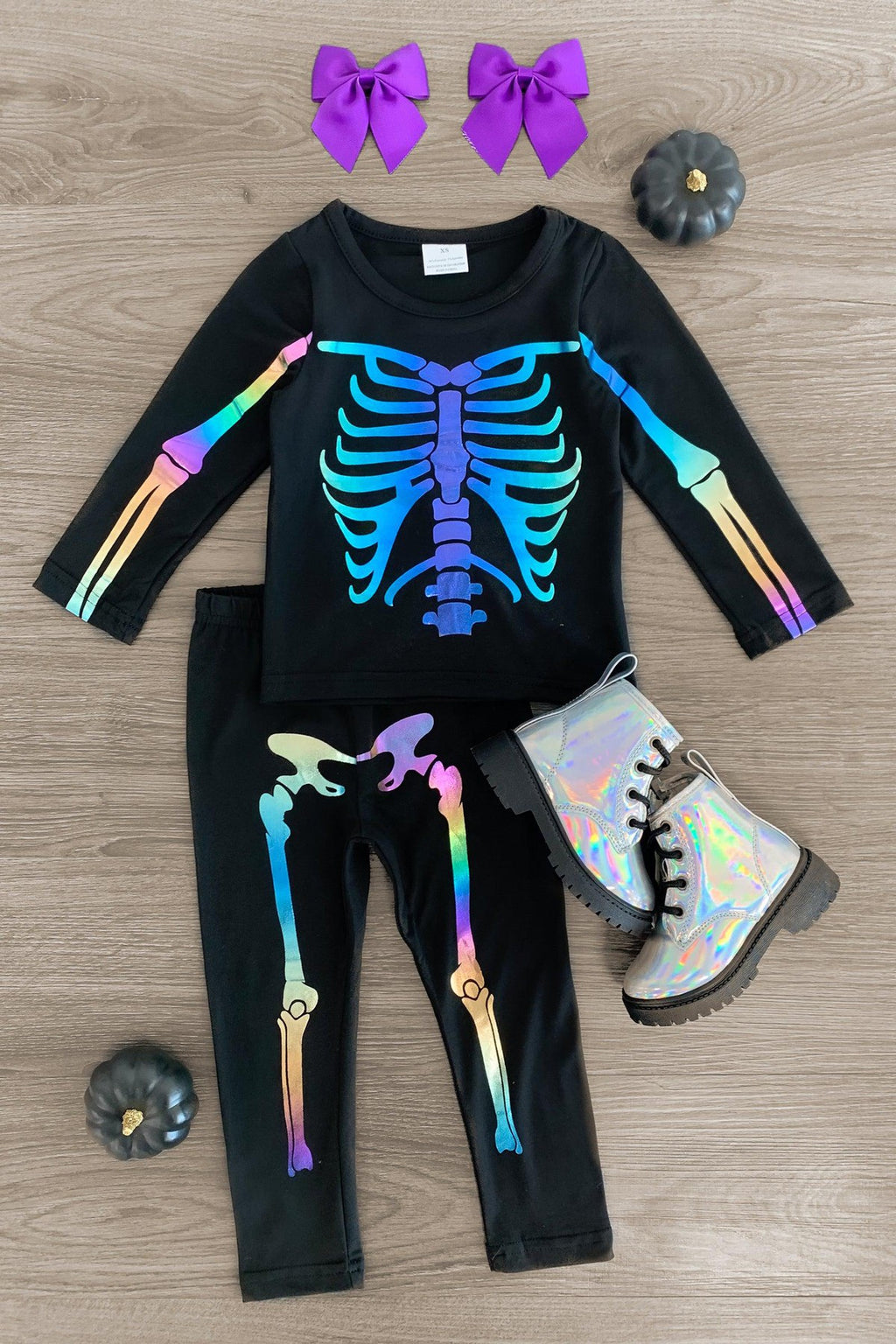 Mom & Me - Holographic Skeleton Costume Set - Sparkle in Pink