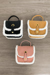 Suede Sherpa Purse - Sparkle in Pink