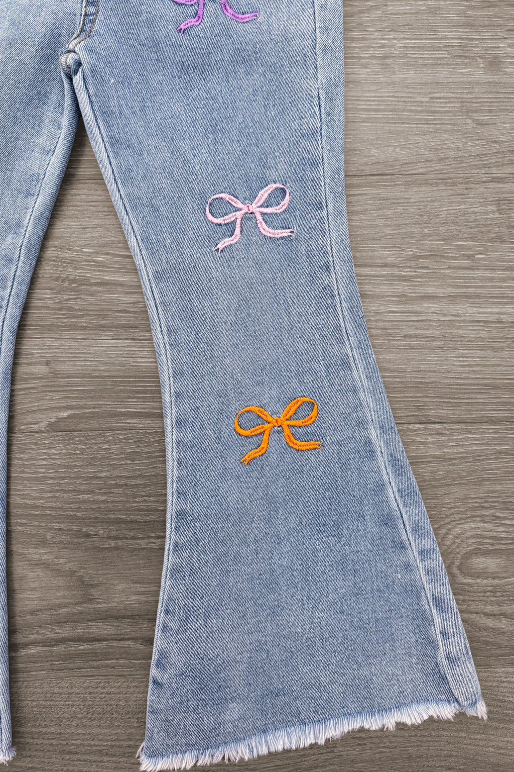 "Pre-K - Sixth Grade" Bow Denim Pant Set