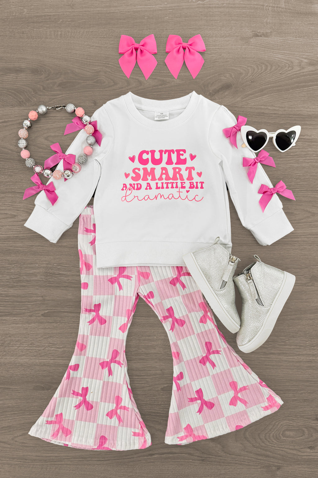 "Cute, Smart & A Little Bit Dramatic" Bell Bottom Set | Sparkle in Pink