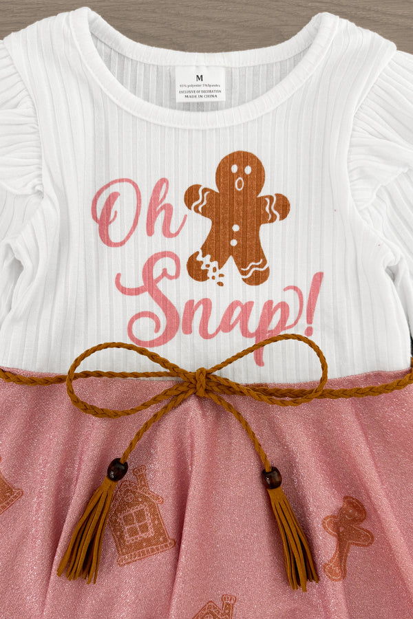 "Oh Snap!" Pink Glitter Gingerbread Dress | Sparkle in Pink