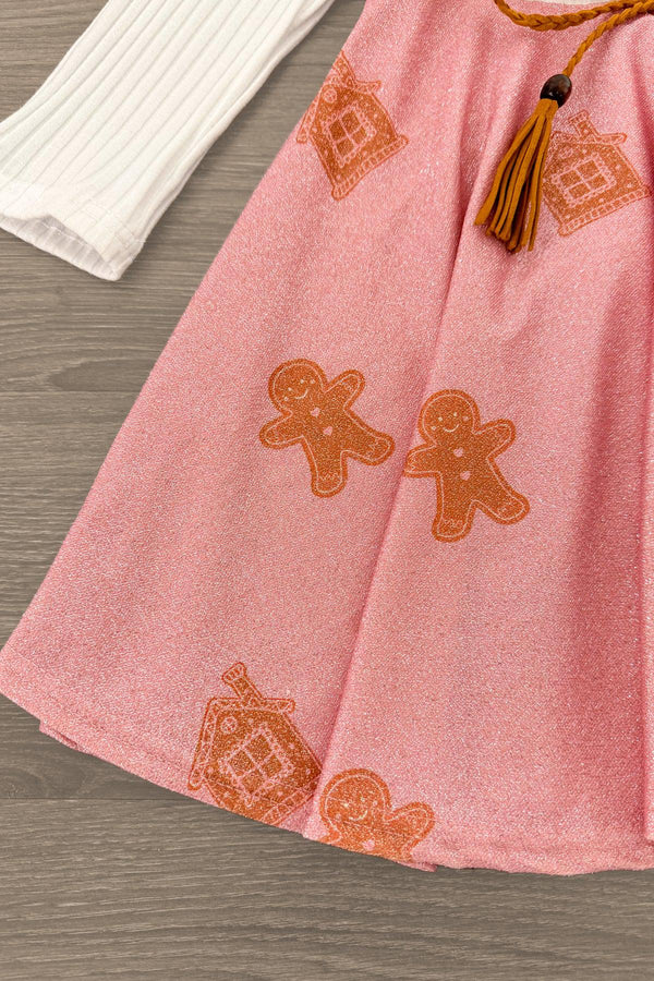 "Oh Snap!" Pink Glitter Gingerbread Dress | Sparkle in Pink