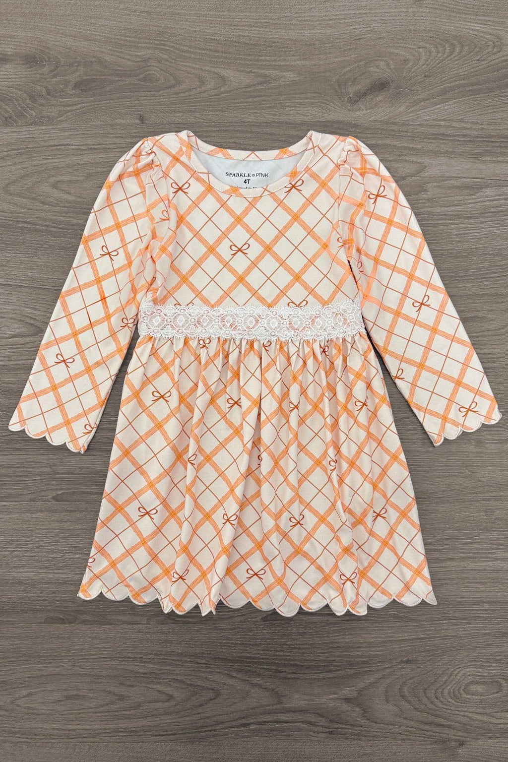 Orange Plaid Bow Dress