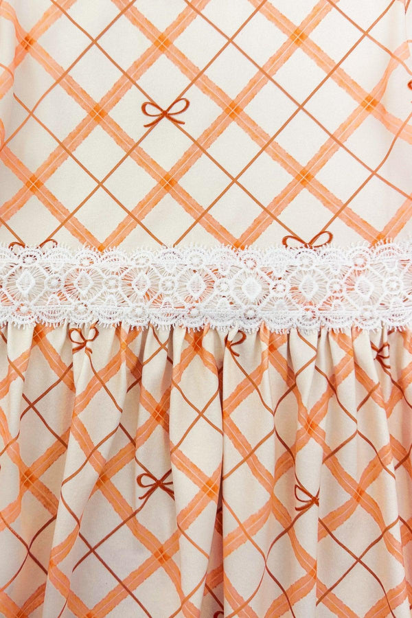 Orange Plaid Bow Dress
