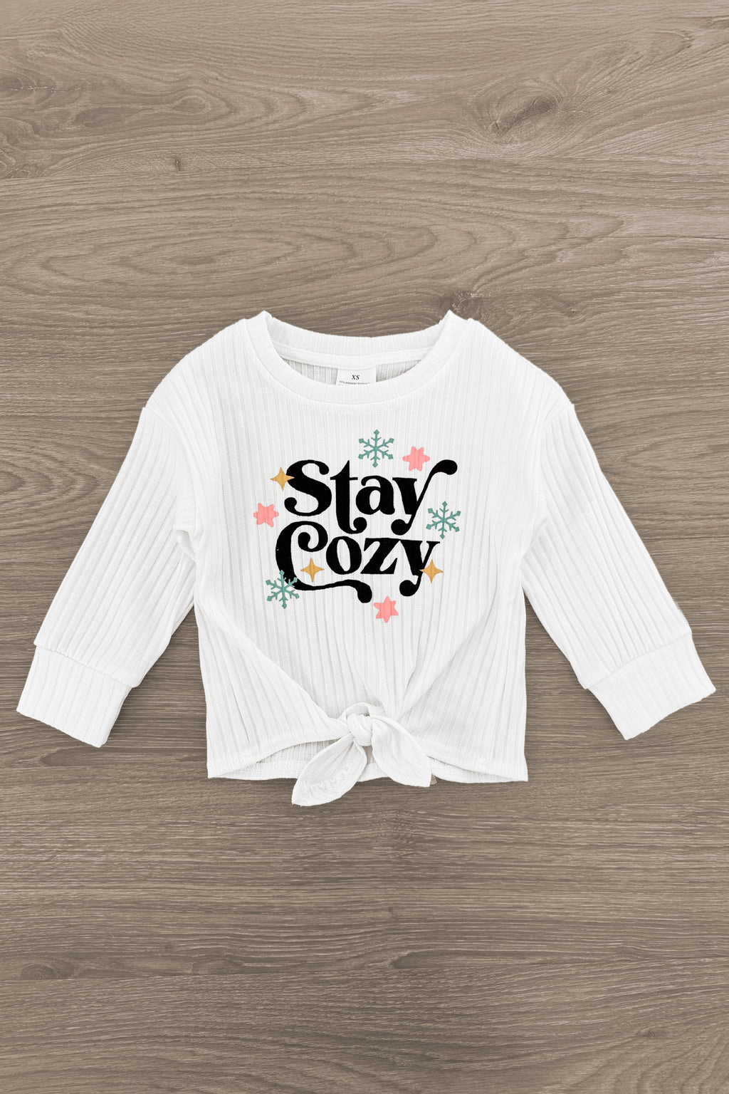 "Stay Cozy" Christmas Tree Bell Bottom Set | Sparkle in Pink