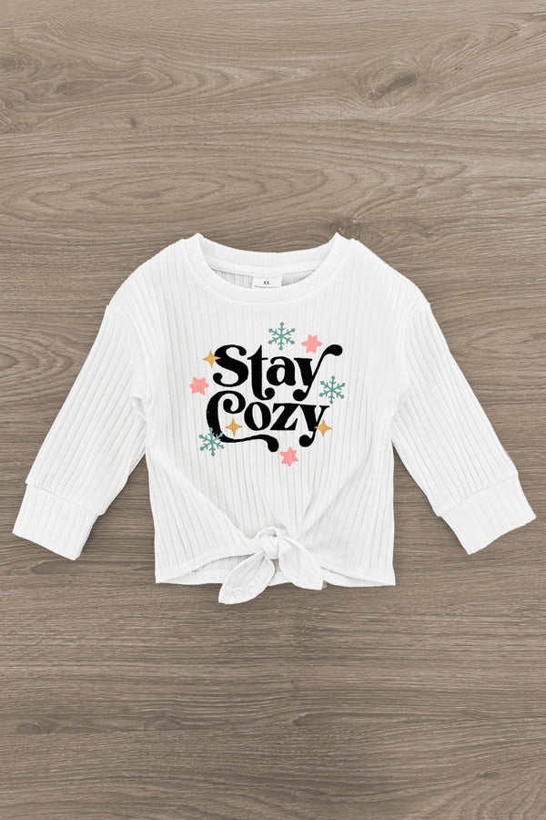 "Stay Cozy" Christmas Tree Bell Bottom Set | Sparkle in Pink
