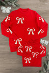 Mom & Me - Red Pearl Bow Sweater | Sparkle in Pink