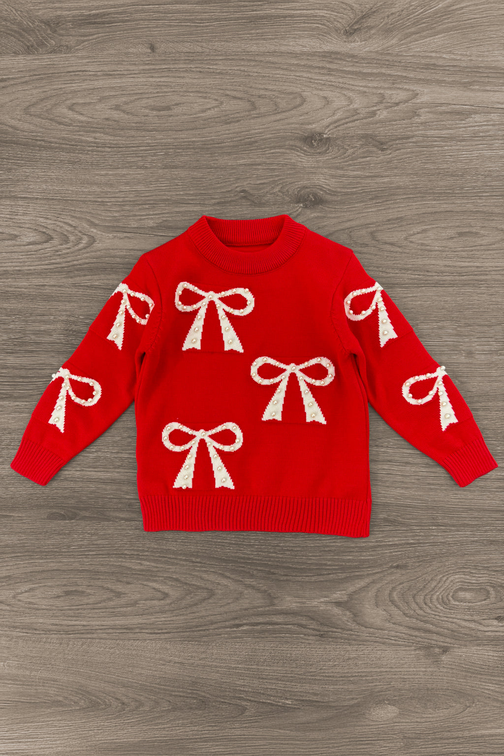 Mom & Me - Red Pearl Bow Sweater | Sparkle in Pink