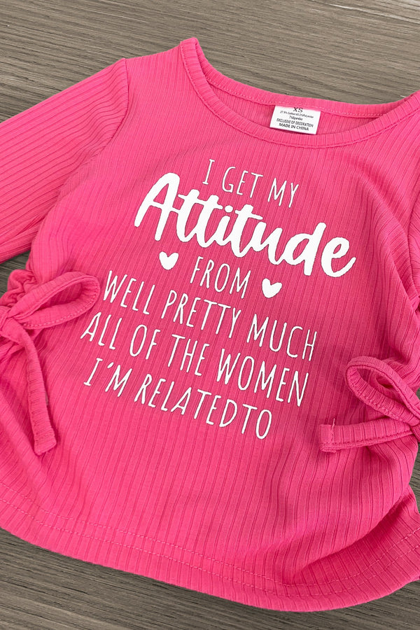 "I Get My Attitude From..." Pink Flare Pant Set | Sparkle in Pink