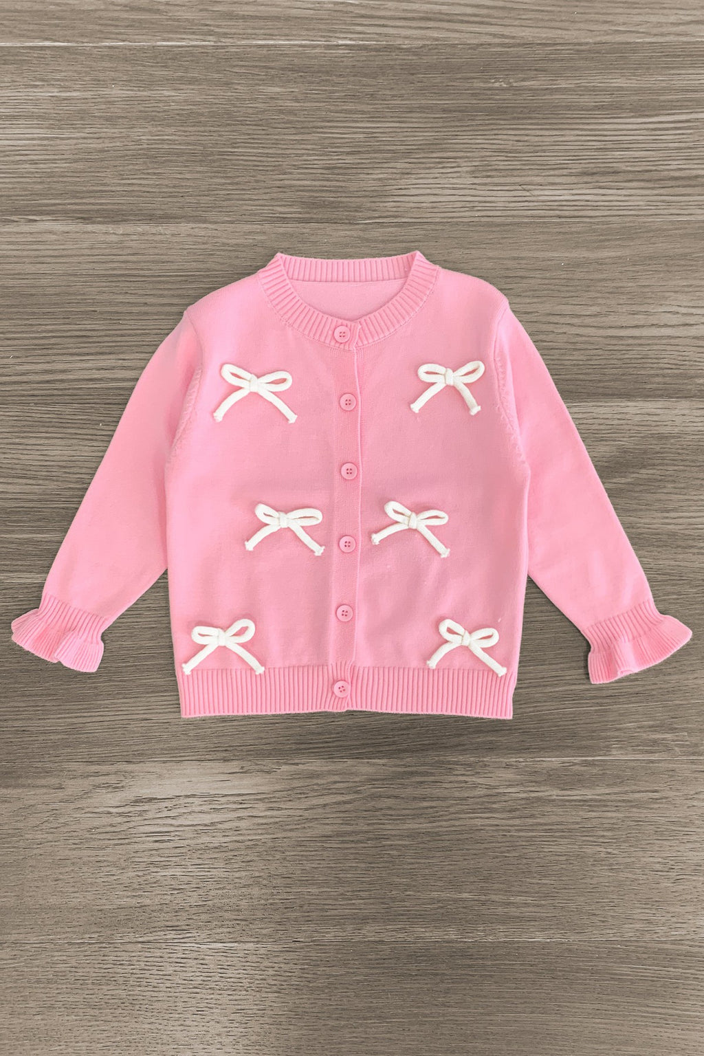 Light Pink & White Bow Cardigan | Sparkle in Pink