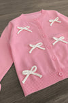 Light Pink & White Bow Cardigan | Sparkle in Pink