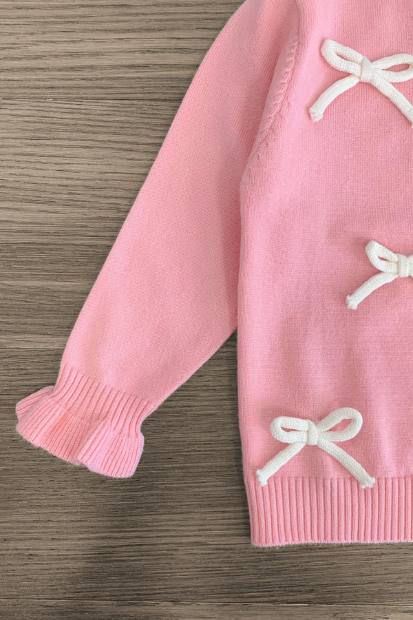 Light Pink & White Bow Cardigan | Sparkle in Pink
