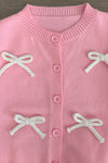 Light Pink & White Bow Cardigan | Sparkle in Pink