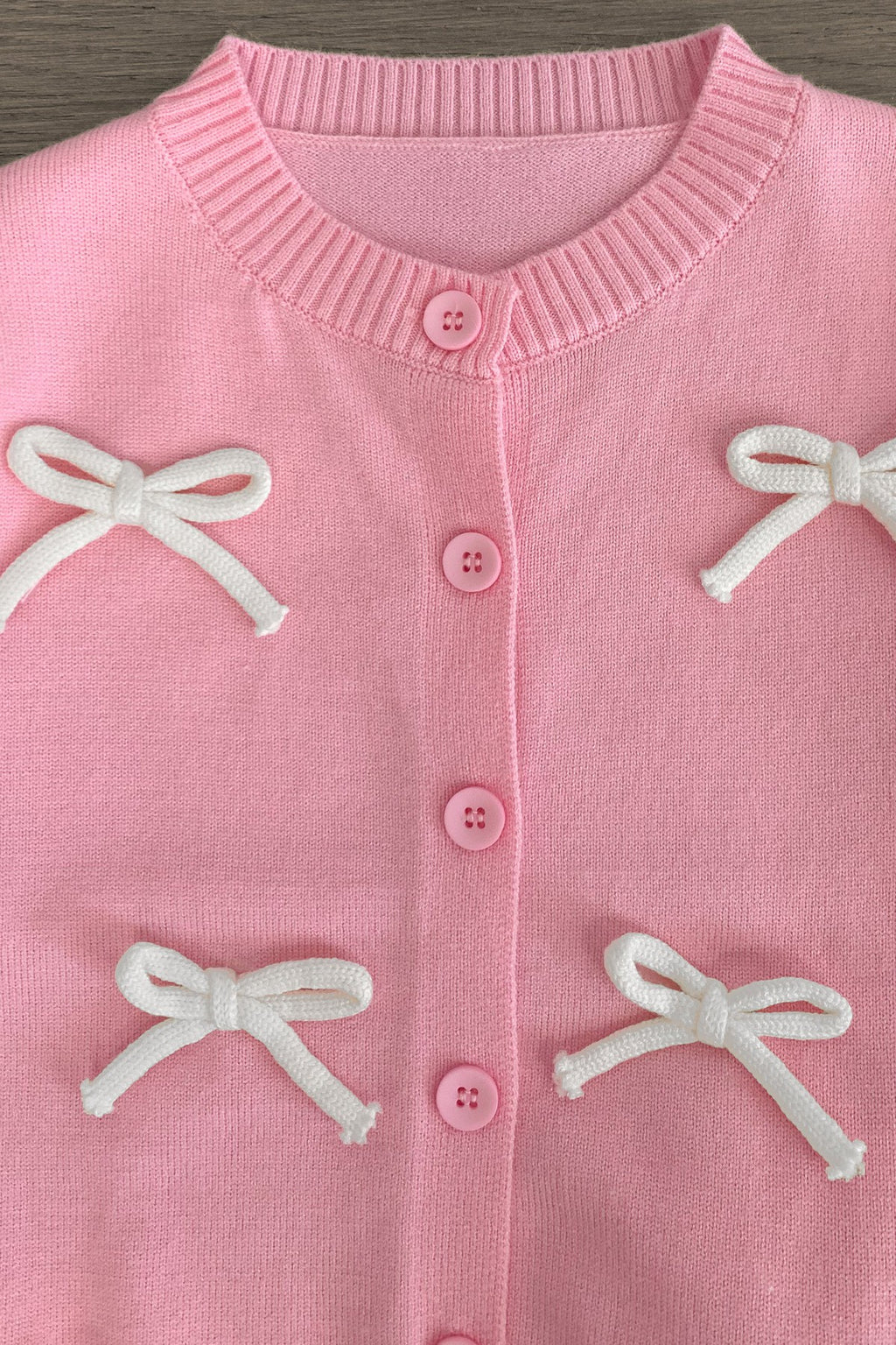 Light Pink & White Bow Cardigan | Sparkle in Pink