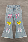 Notebook Bow Flare Denim Pant Set