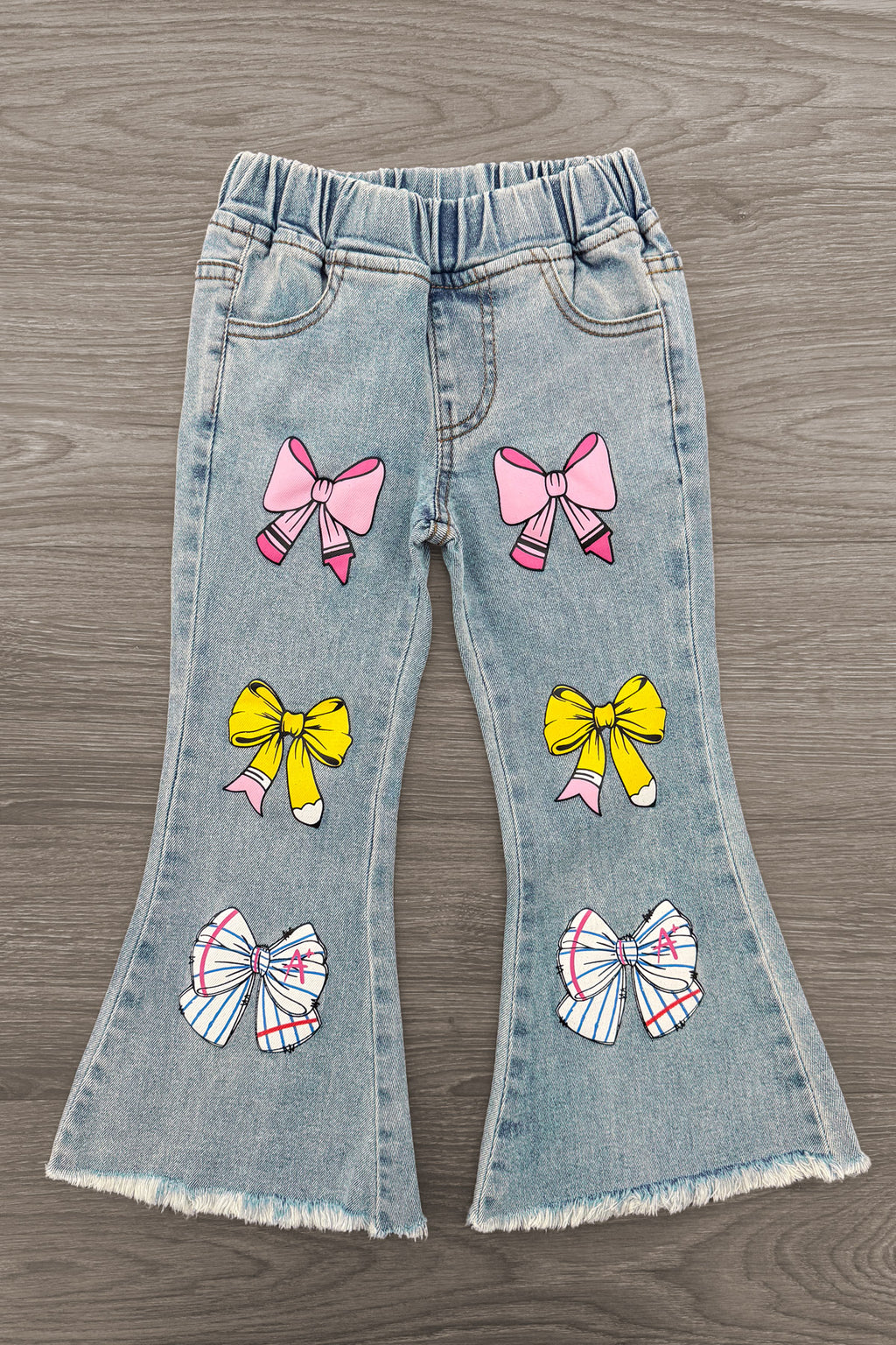 Notebook Bow Flare Denim Pant Set