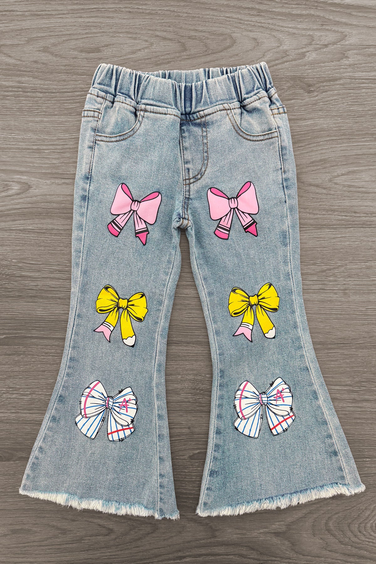 Notebook Bow Flare Denim Pant Set