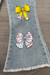 Notebook Bow Flare Denim Pant Set