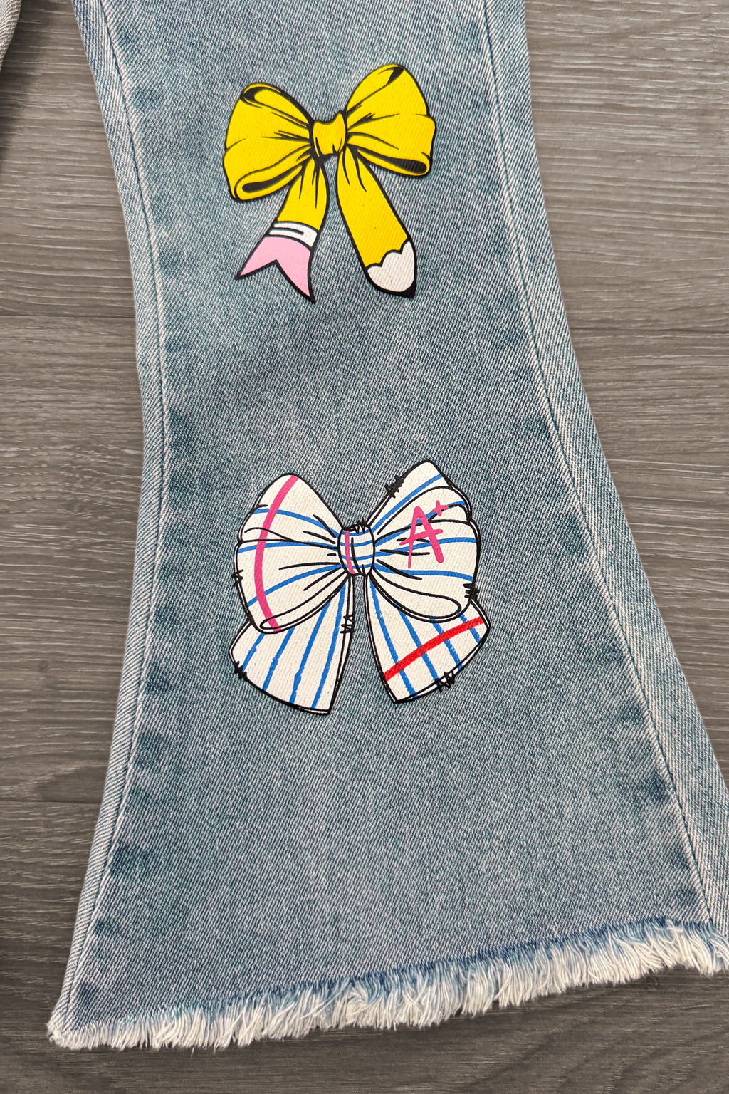 Notebook Bow Flare Denim Pant Set
