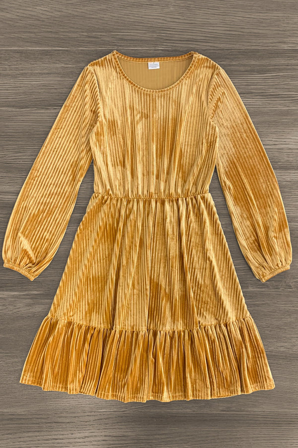 Mom & Me - Gold Ribbed Dress | Sparkle in Pink