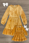 Mom & Me - Gold Ribbed Dress | Sparkle in Pink