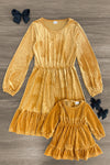 Mom & Me - Gold Ribbed Dress | Sparkle in Pink
