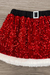 "Santa Baby" Red Velvet Sequin Skirt Set | Sparkle in Pink