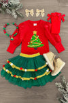 Red & Green Christmas Tree Tutu Skirt Set | Sparkle in Pink