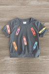 Mom & Me - Gray Corduroy Crayon Top | Sparkle in Pink