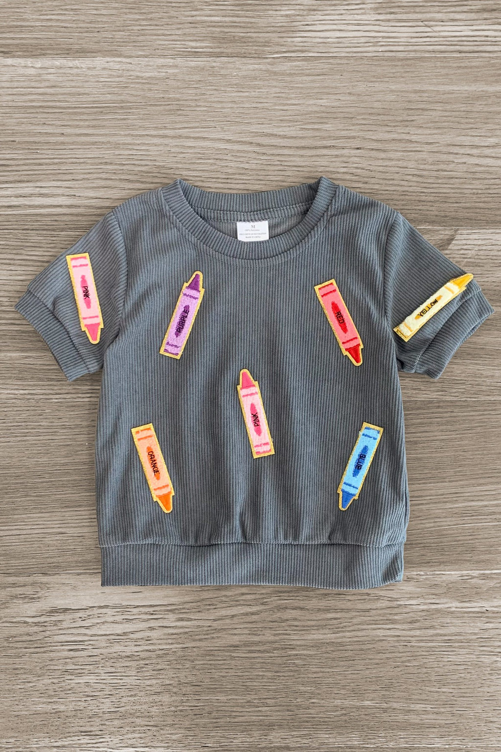 Mom & Me - Gray Corduroy Crayon Top | Sparkle in Pink