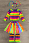Rainbow Piñata Girl Costume 4 Piece Set - Sparkle in Pink