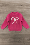 Raspberry Rose Bow Sweater Bell Bottom Set | Sparkle in Pink