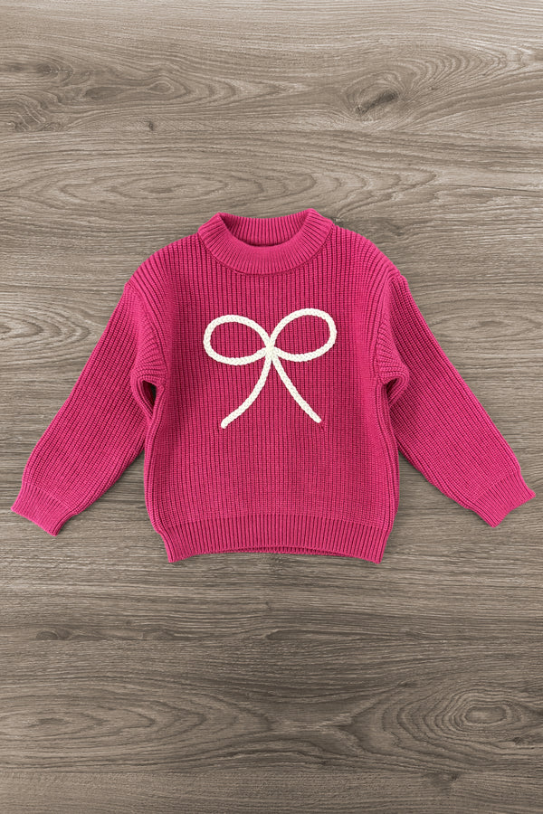 Raspberry Rose Bow Sweater Bell Bottom Set | Sparkle in Pink