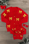 Mom & Me - Red & Gold Bow Sweater Cardigan | Sparkle in Pink