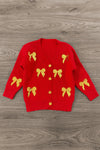 Mom & Me - Red & Gold Bow Sweater Cardigan | Sparkle in Pink