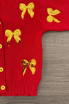 Mom & Me - Red & Gold Bow Sweater Cardigan | Sparkle in Pink
