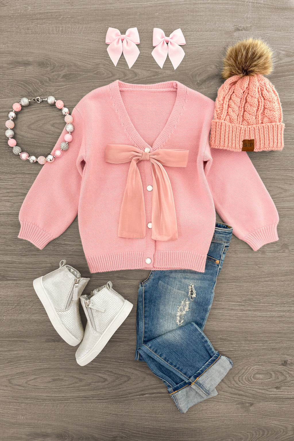 Pink Bow Sweater Cardigan | Sparkle in Pink
