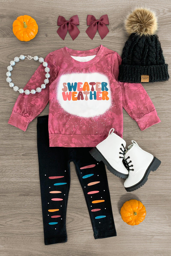 "Sweater Weather" Purple Legging Set - Sparkle in Pink