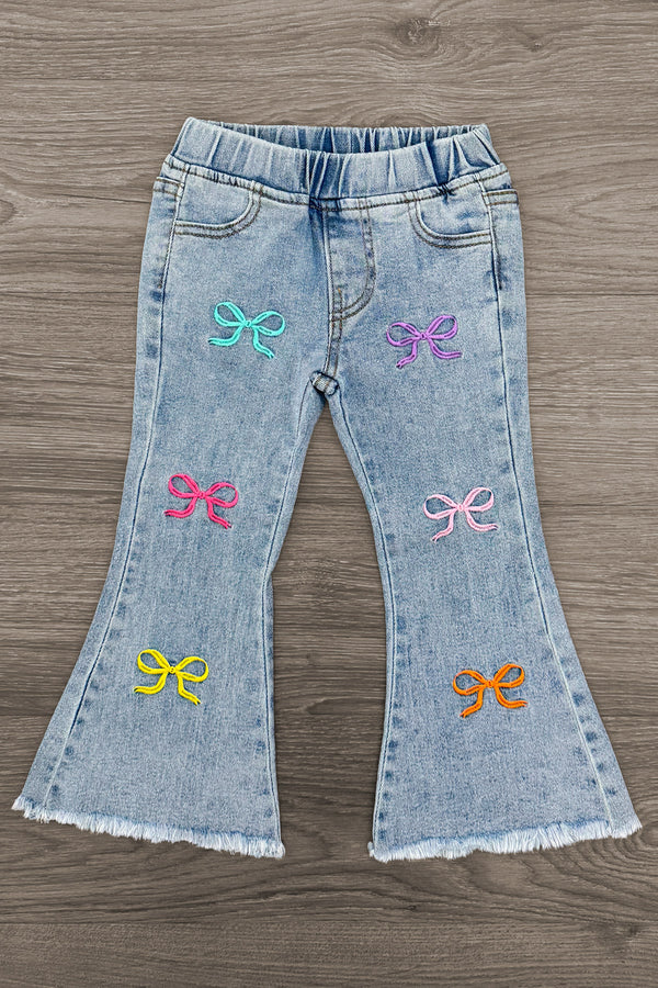 "Pre-K - Sixth Grade" Bow Denim Pant Set