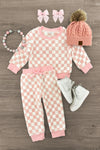 Pink & White Cozy Checkered Pajama Set | Sparkle in Pink