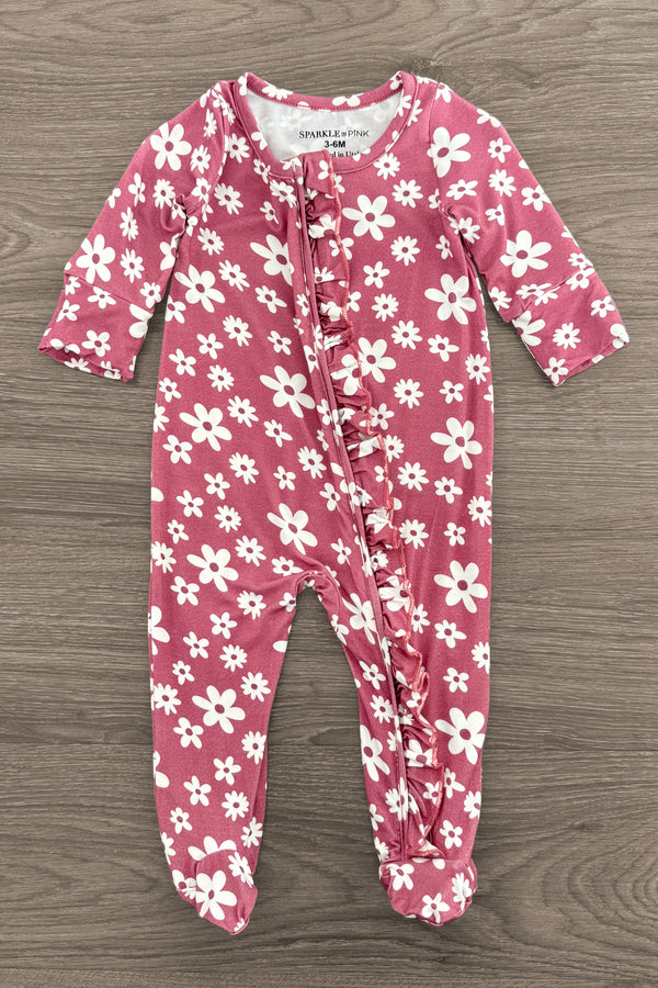 Bamboo Plum Blossom Ruffle Onesie | Sparkle in Pink