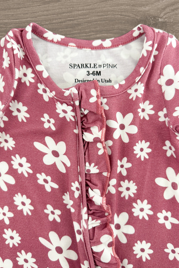 Bamboo Plum Blossom Ruffle Onesie | Sparkle in Pink