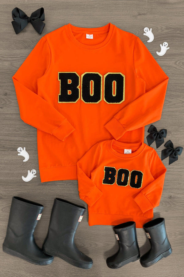 Mom & Me - "Boo" Orange Top - Sparkle in Pink